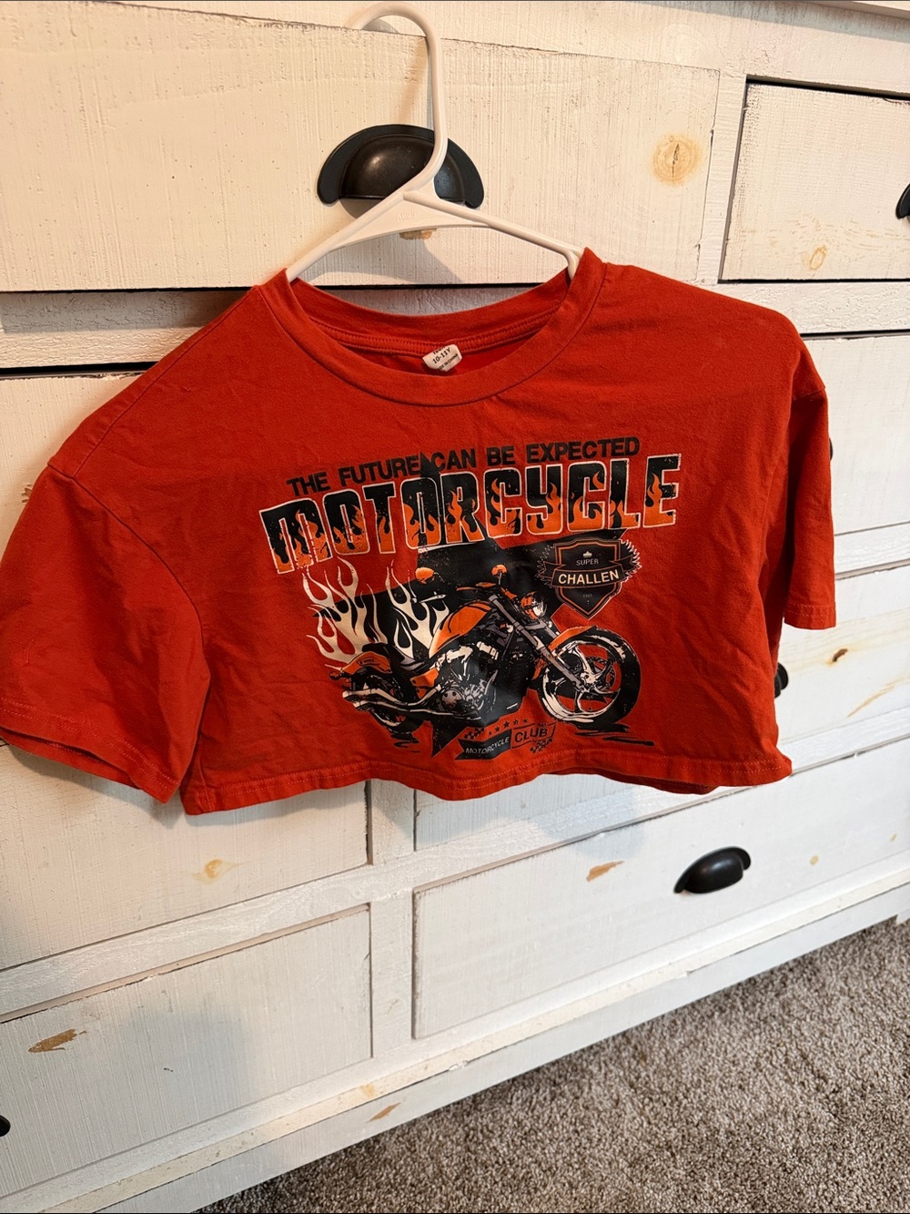 SHEIN Red Motorcycle Graphic Short Sleeve Tee/crop top